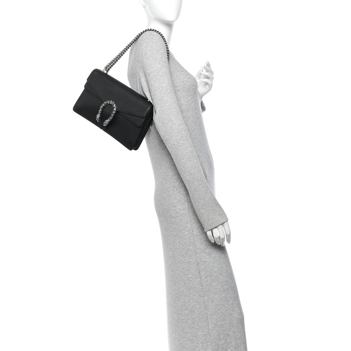 Pebbled Calfskin Small Dionysus Shoulder Bag Black