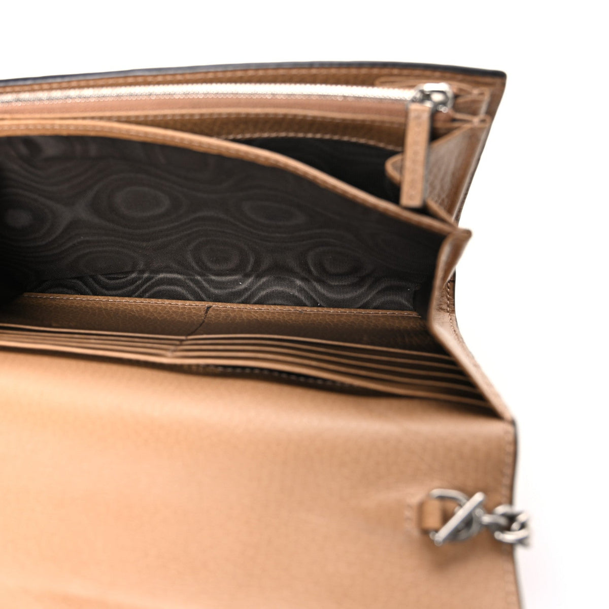 Dollar Calfskin Crystal Mini Dionysus Chain Wallet Natural Tan Black Diamond