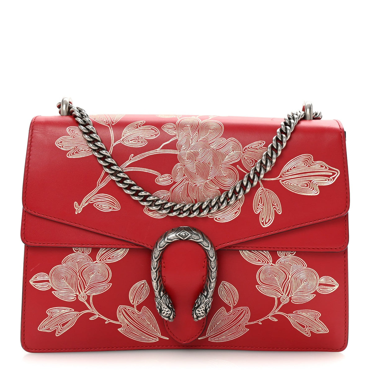 Calfskin Chinese New Year Medium Dionysus Shoulder Bag Hibiscus Red
