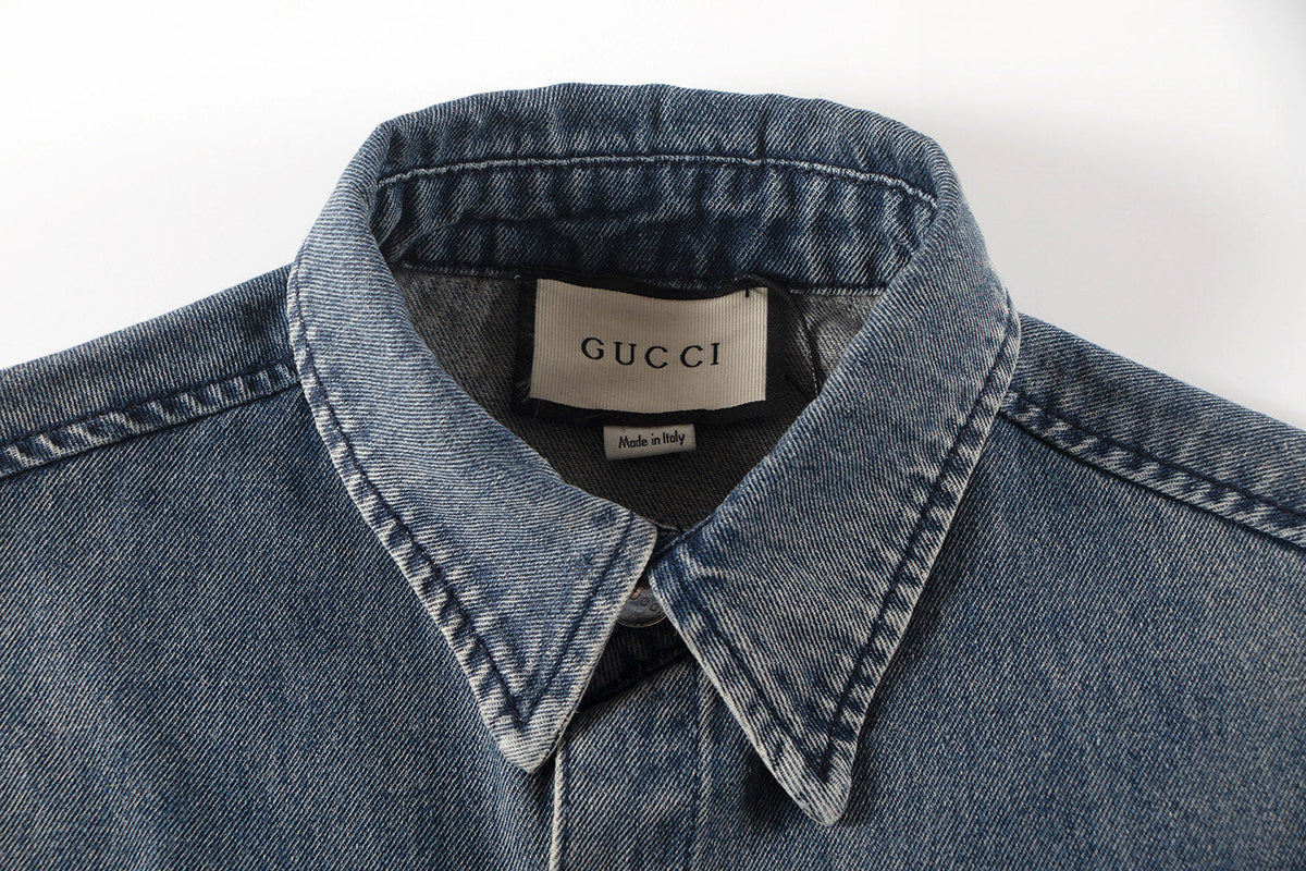 Gucci Denim bowling Blue shirt