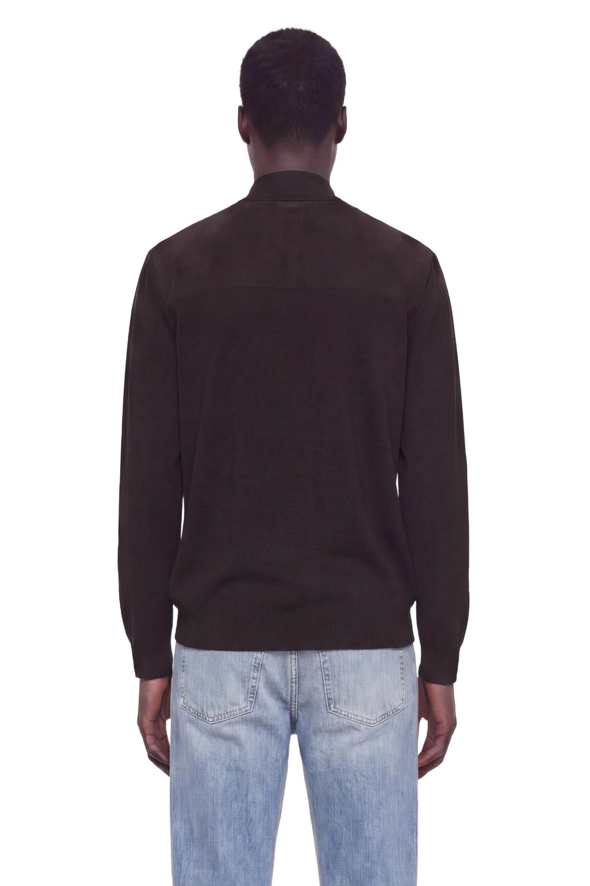 Suede and Silk Cotton Knit Overshirt