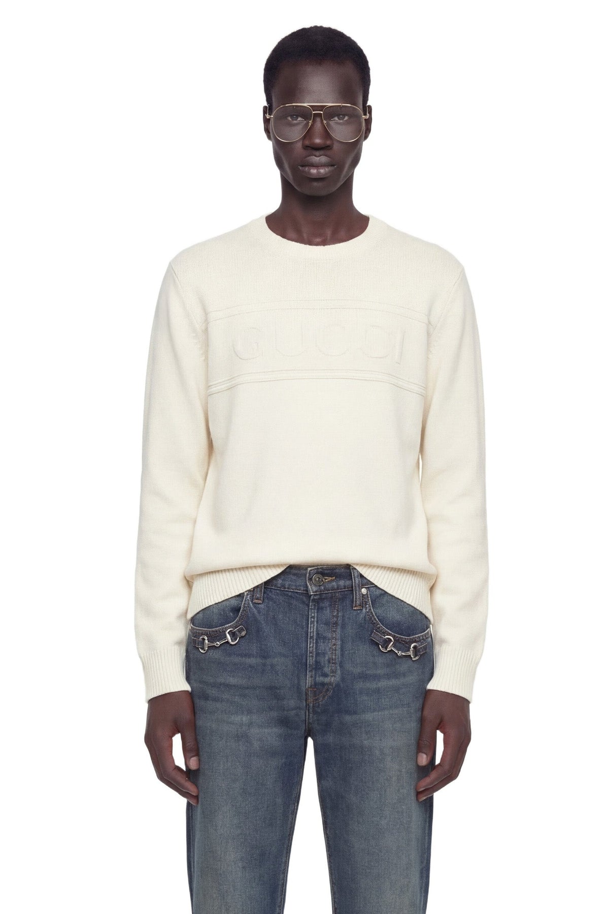 Knit Cotton Wool Jumper With Intarsia