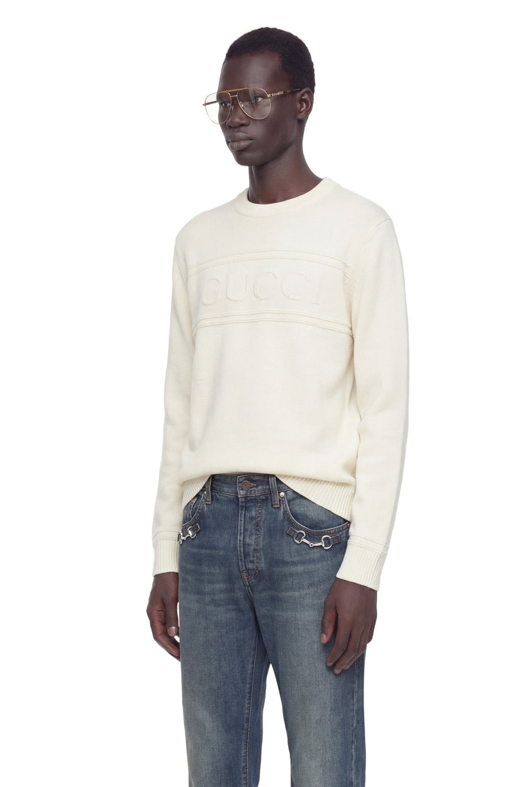 Knit Cotton Wool Jumper With Intarsia