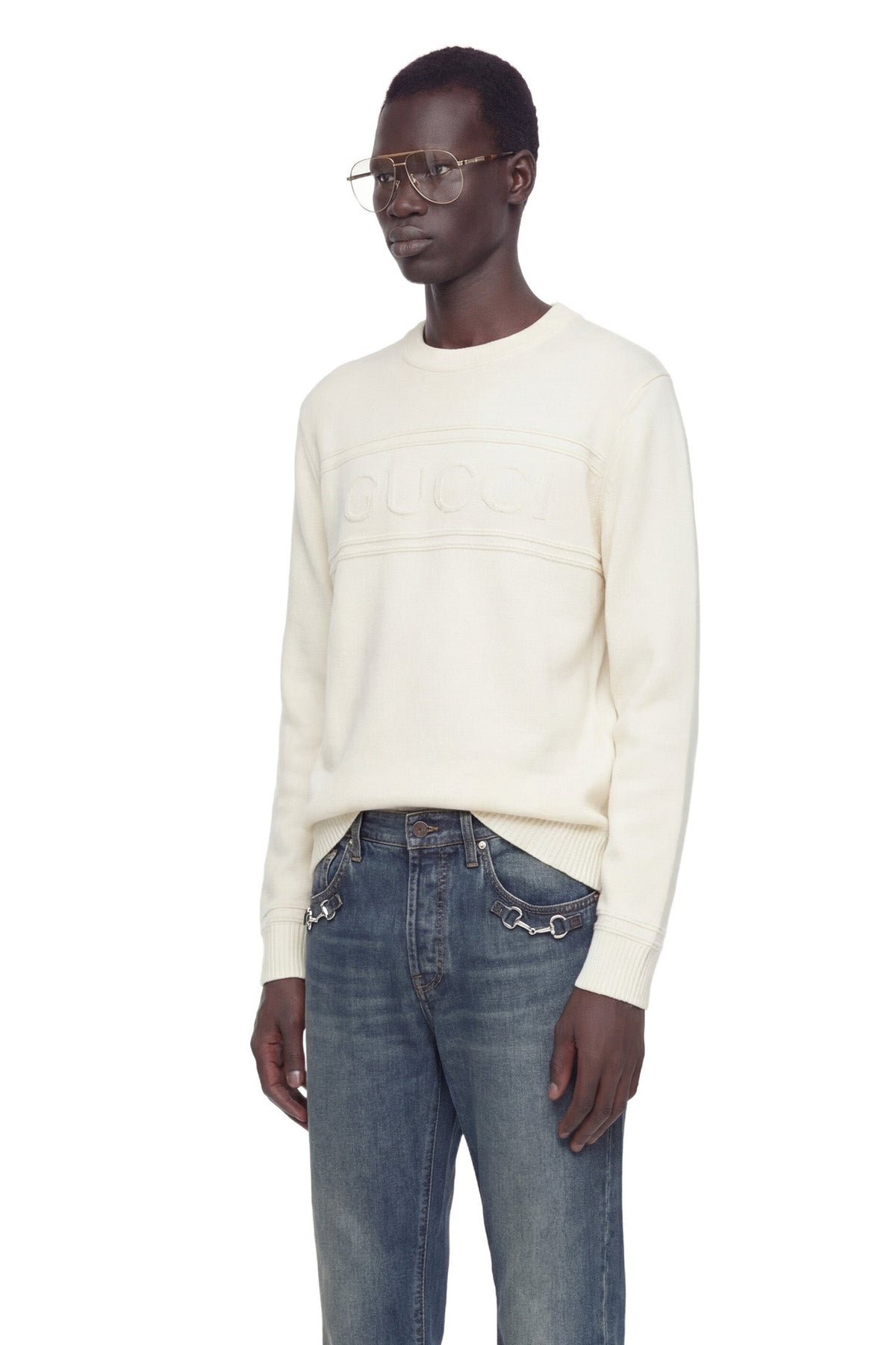 Knit Cotton Wool Jumper With Intarsia